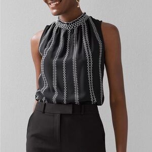 NWT White House Black Market Women’s Sleeveless Contrast Stitch Top, Size 12.